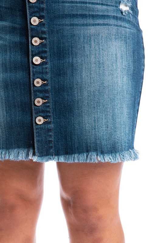 BT-A {Kancan} Denim Button Up Raw Hem Skirt PLUS SIZE XL 2X 3X - Image 5