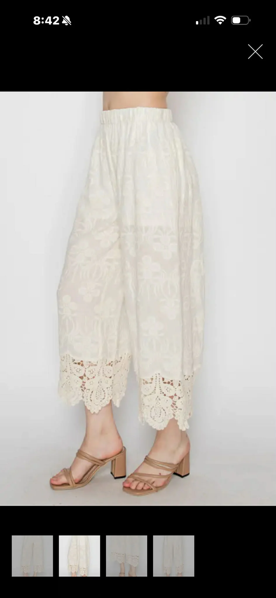BT {Boho Meadow} Ivory Floral Embroidered Lace Pants PLUS SIZE L/XL 1X/2X - Image 3