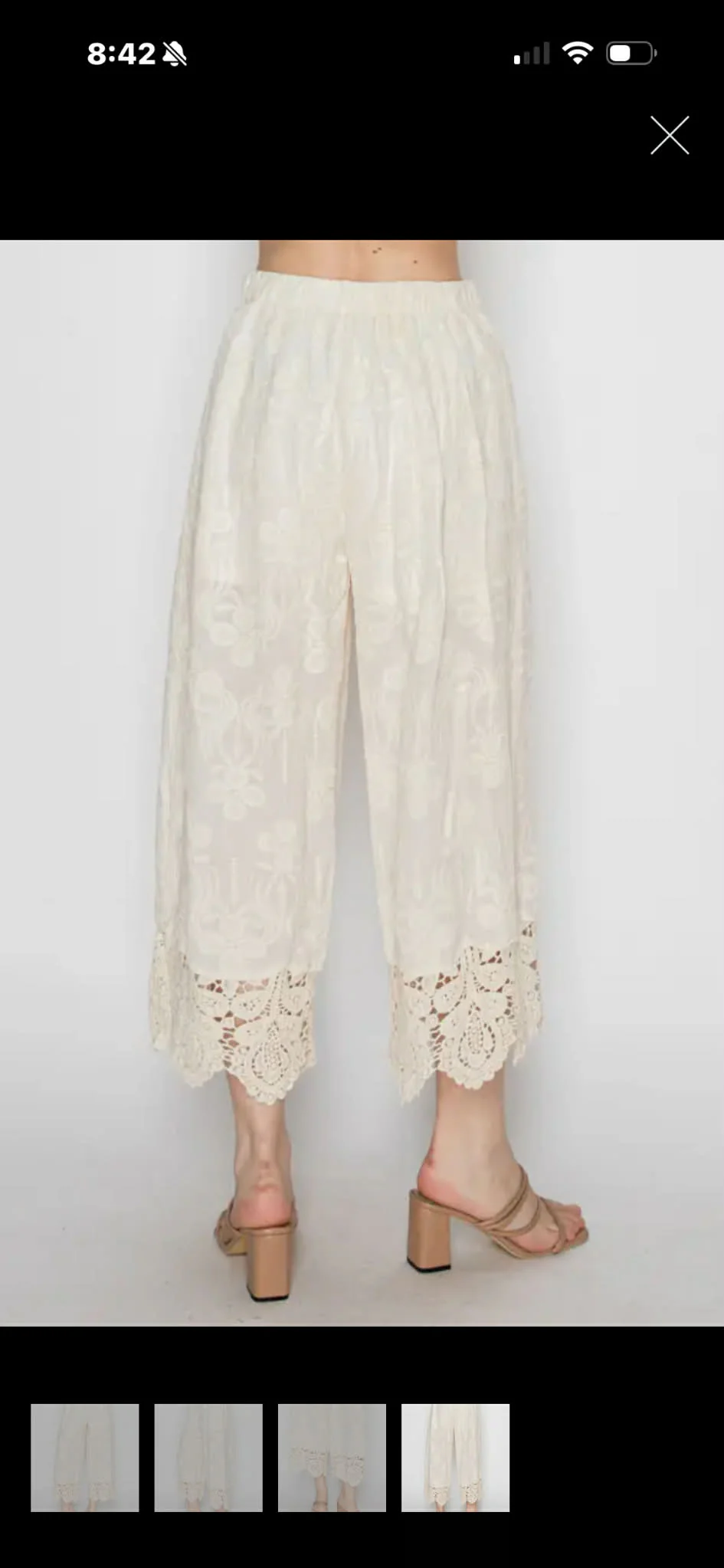 BT {Boho Meadow} Ivory Floral Embroidered Lace Pants PLUS SIZE L/XL 1X/2X - Image 4