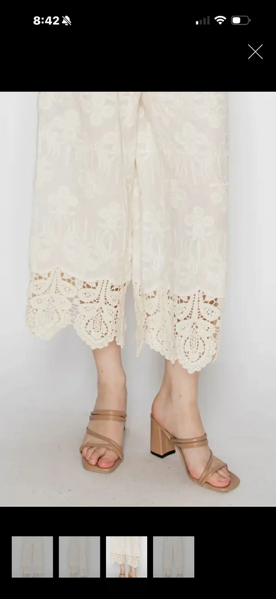 BT {Boho Meadow} Ivory Floral Embroidered Lace Pants PLUS SIZE L/XL 1X/2X - Image 5