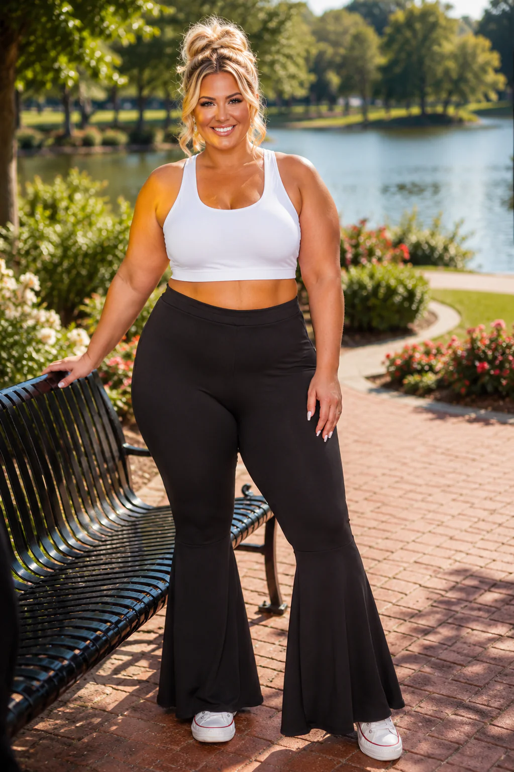 BT-C {Celebrate With Me} Black Bell Bottom Pants PLUS SIZE 1X 2X3X