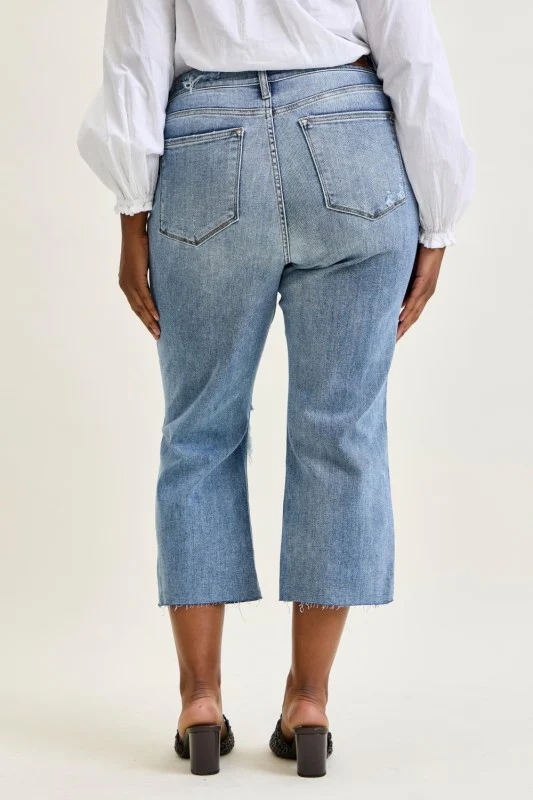 BT {Frayed Freedom} Judy Blue Distressed Crop Wide Leg Jeans PLUS SIZE 14 16 18 20 22 24 - Image 5