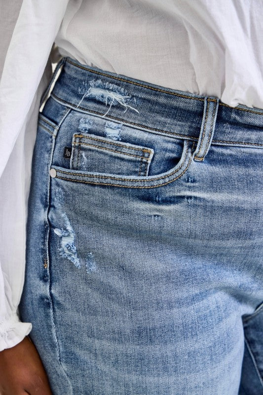 BT {Frayed Freedom} Judy Blue Distressed Crop Wide Leg Jeans PLUS SIZE 14 16 18 20 22 24 - Image 7