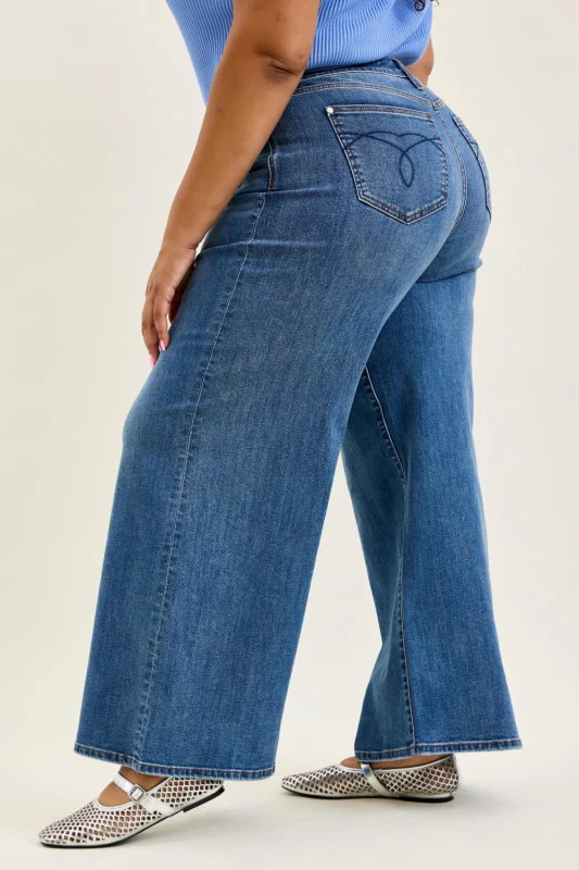 BT {Free Spirit} Judy Blue Denim Palazzo Jeans PLUS SIZE 14 16 18 20 22 24 - Image 4