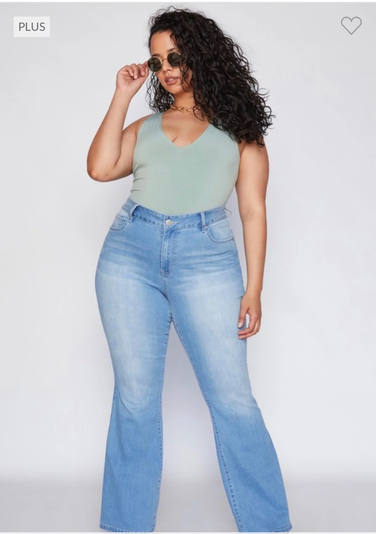 LEG-83 {YMI} Light Blue High Rise Flare Jeans PLUS SIZE 14 16 18 20 - Image 3