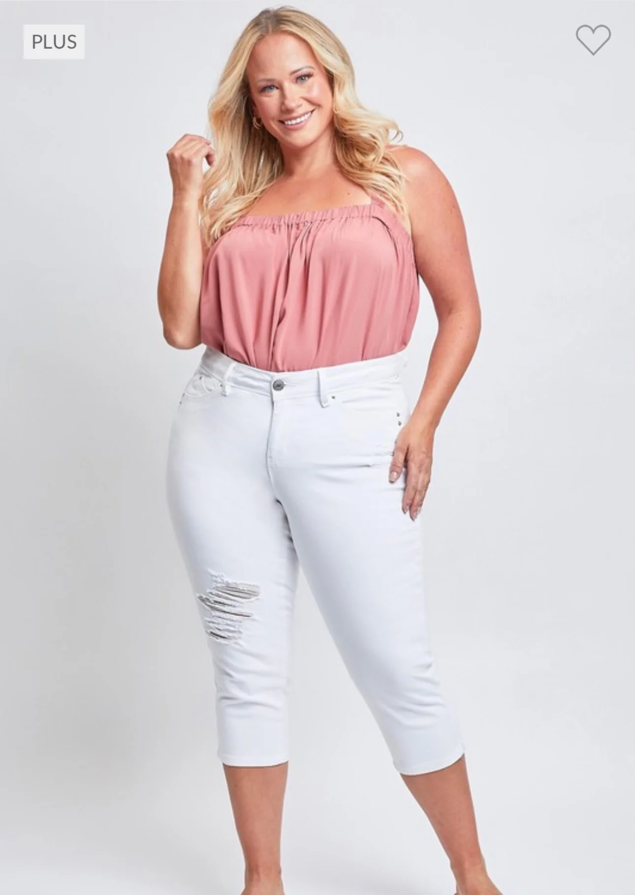 LEG-26 {Royalty For Me} White Ripped Capri Pants PLUS SIZE 14 16 18 - Image 3