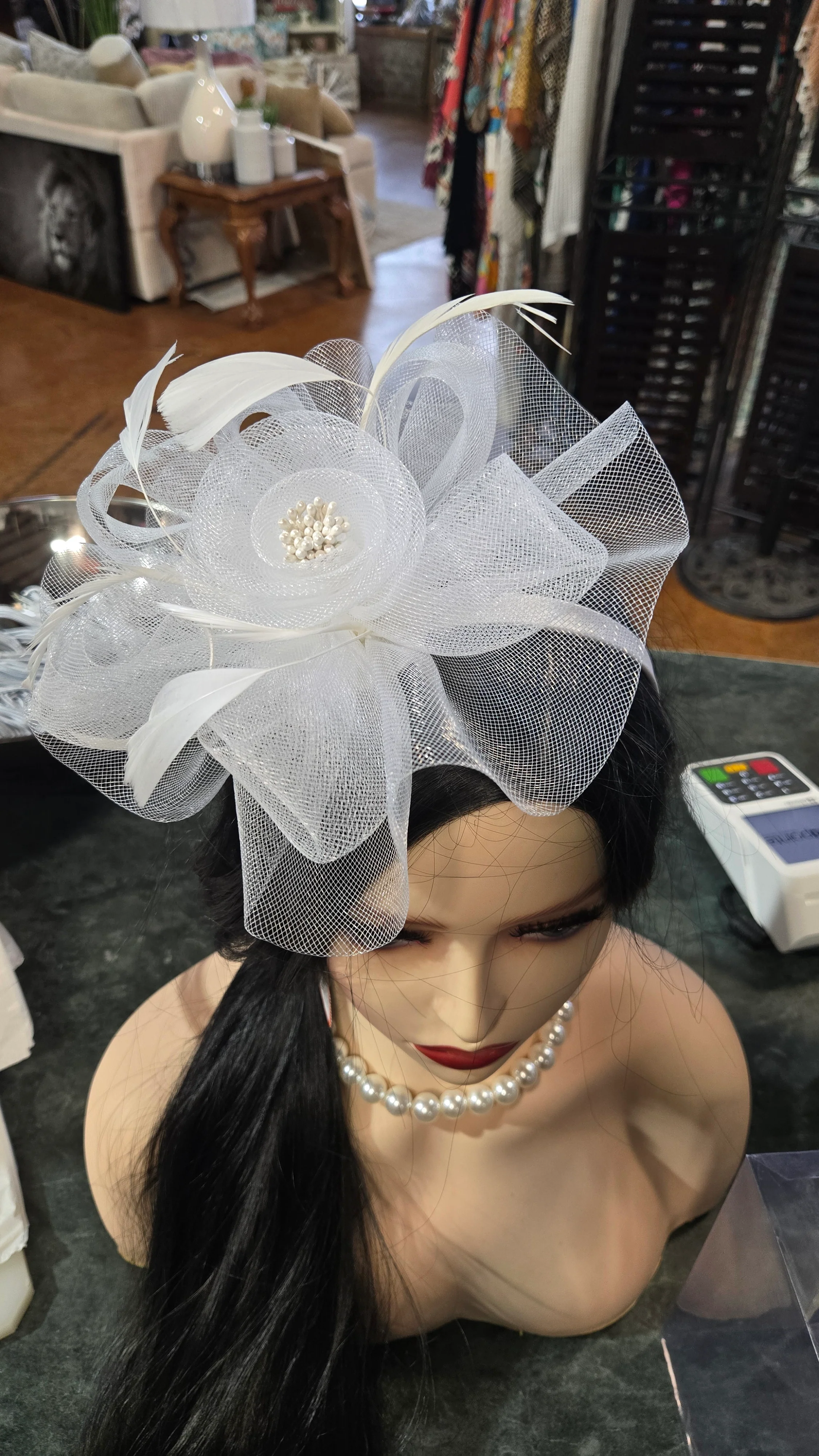 HAT {Southern Belle} White Fascinator Headband - Image 3