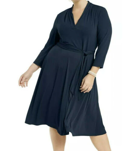 LD-D M-109 {Charter Club} Navy V-Neck Dress Retail $89.50 PLUS SIZE 1X - Image 2
