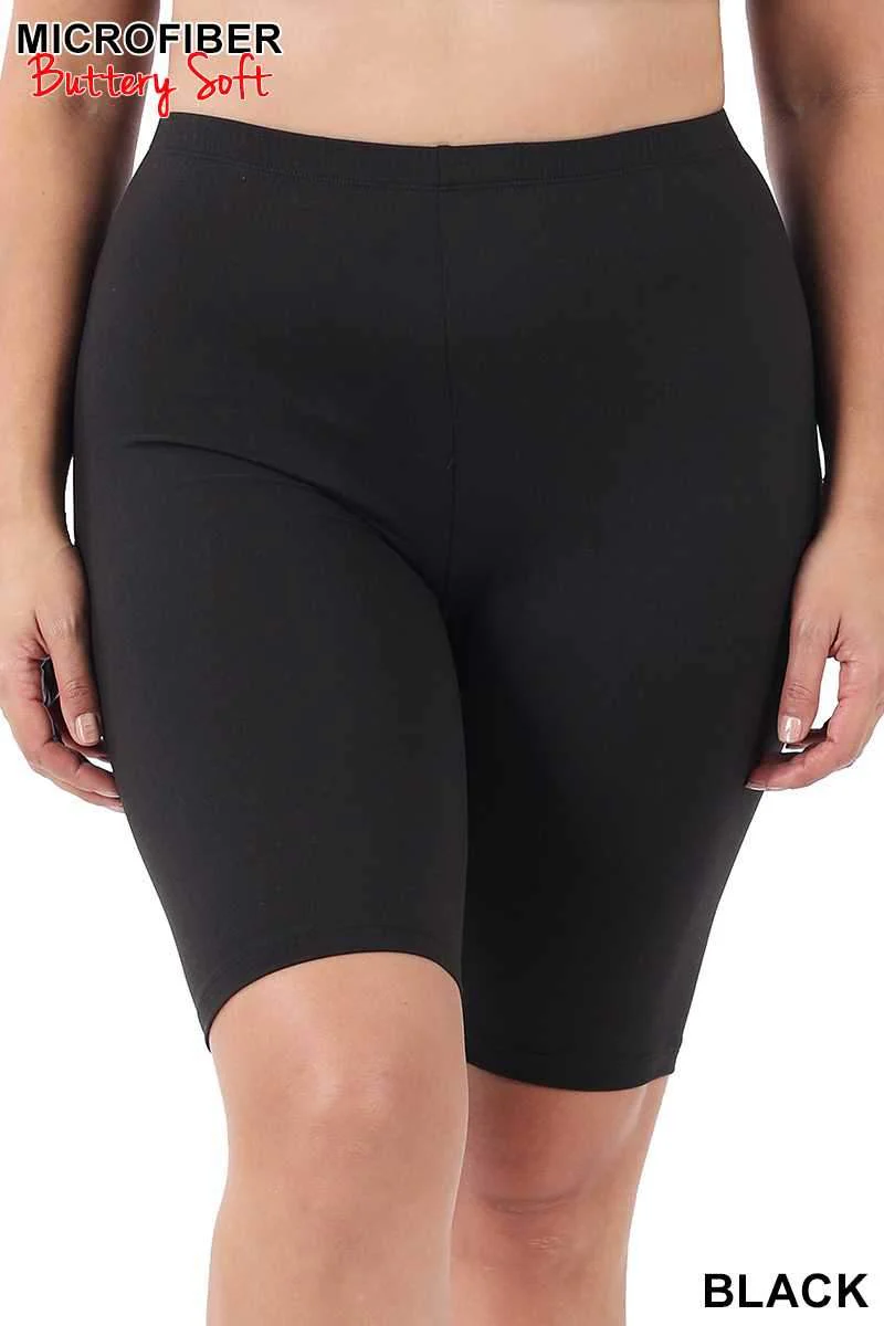 LEG-67 {A Stretch Above} BLACK Biker Shorts PLUS SIZE 1X 2X 3X - Image 2