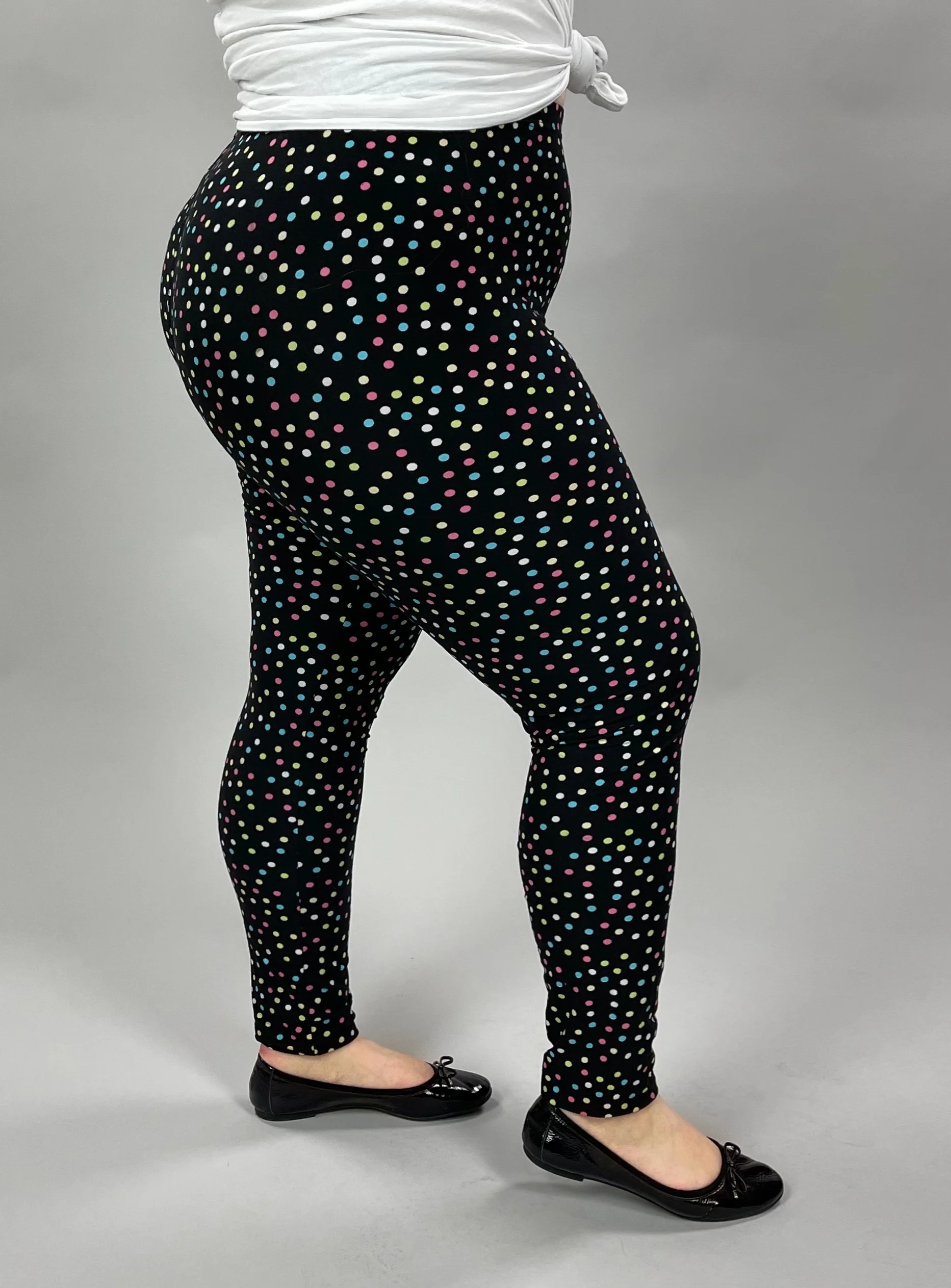 LEG-59 {Party Dots} Multi Colored Dot Print Leggings EXTENDED PLUS 3X/5X - Image 3