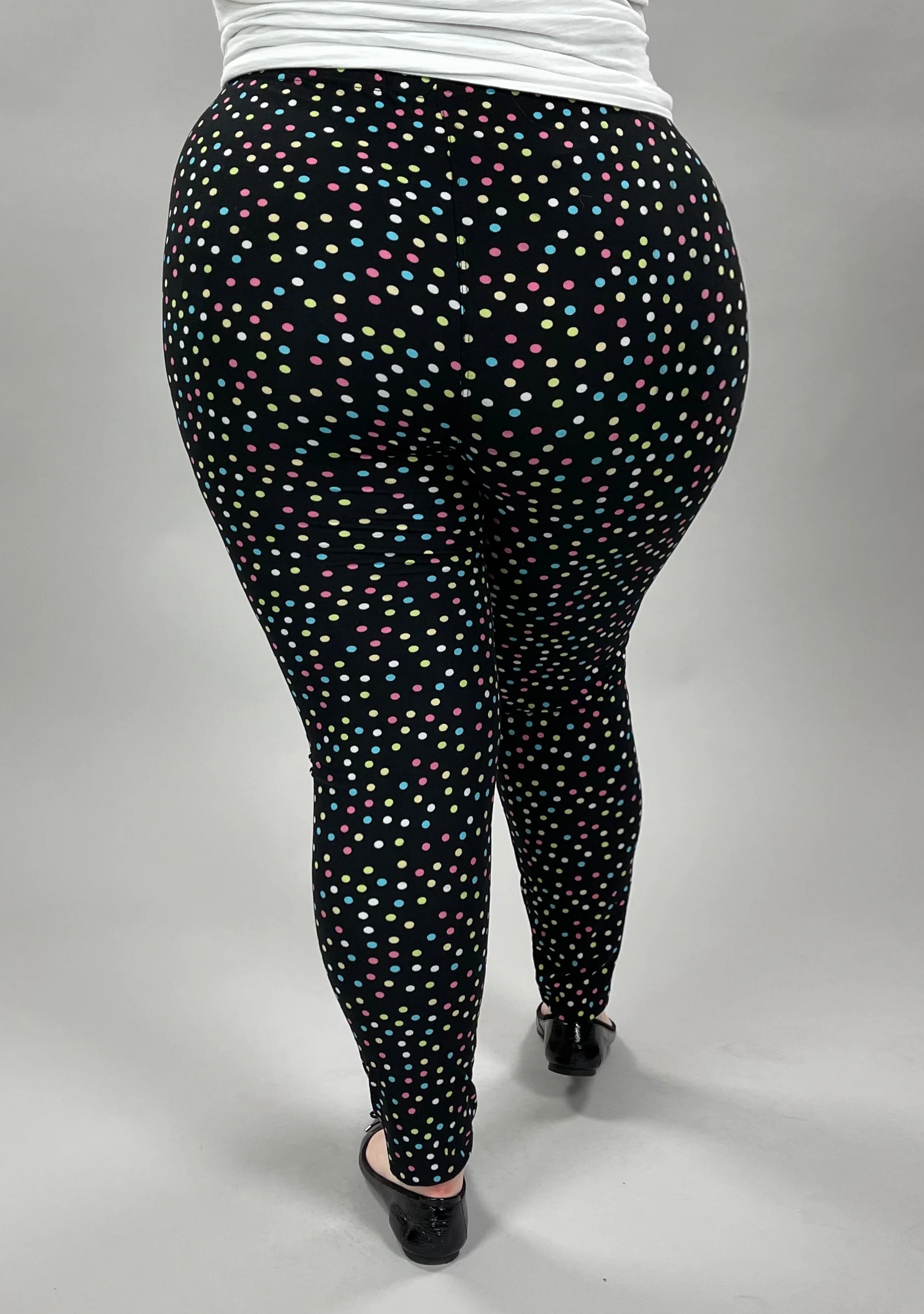 LEG-59 {Party Dots} Multi Colored Dot Print Leggings EXTENDED PLUS 3X/5X - Image 4