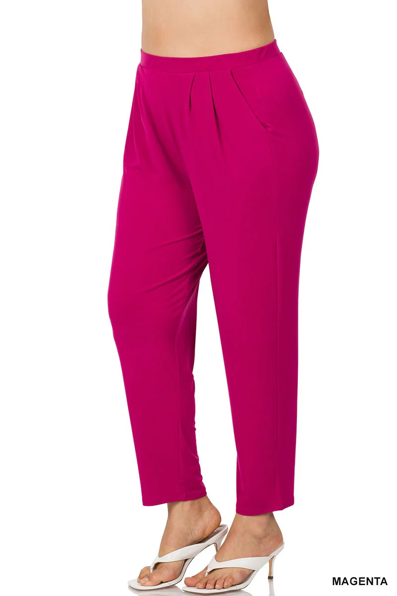 LEG-45 {Strong Finish} Magenta Pleated Dress Pants w/Pockets PLUS SIZE 1X 2X 3X - Image 2