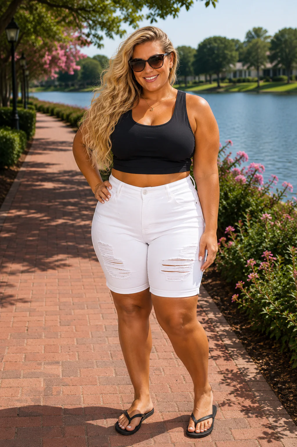 LEG-42 {VINS Me Shorts} White Distressed Shorts EXTENED PLUS SIZE 14 16 18 20 22 24