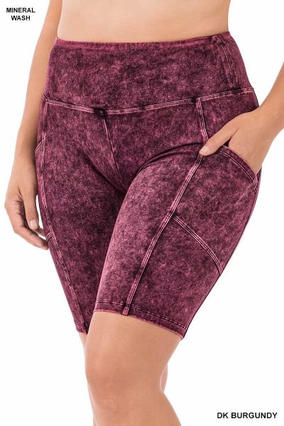 LEG-73 {Weekend Errands} Dark Burgundy Biker Shorts - Image 2