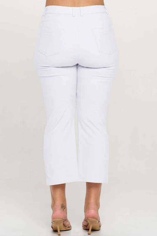 BT {A Little Flare} White Straight Leg Crop Pants PLUS SIZE XL 2X 3X - Image 3