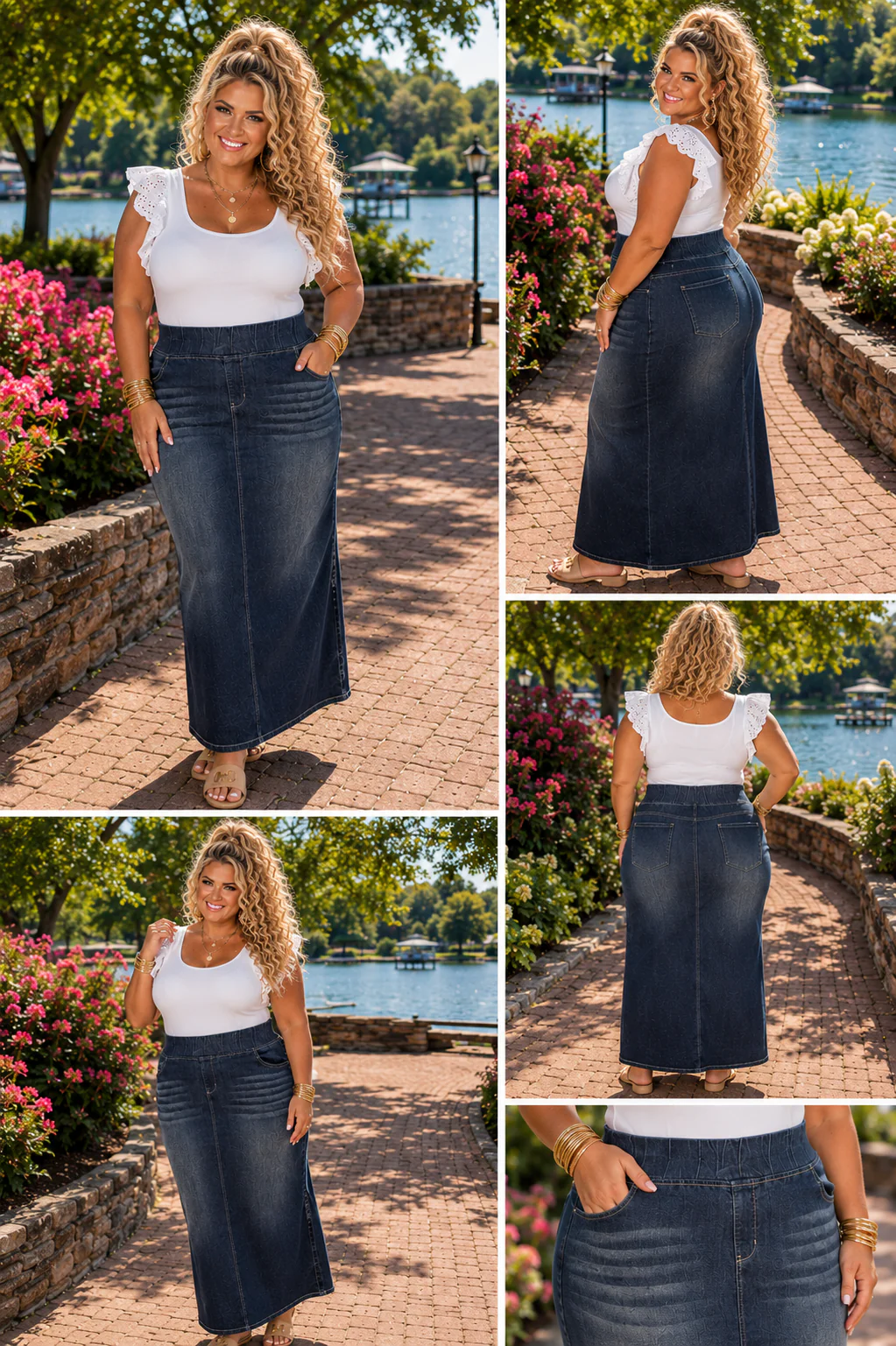 LEG-79 {Be Girl} Black Wash Stretch Denim Maxi Skirt EXTENDED PLUS SIZE 4X 5X - Image 5