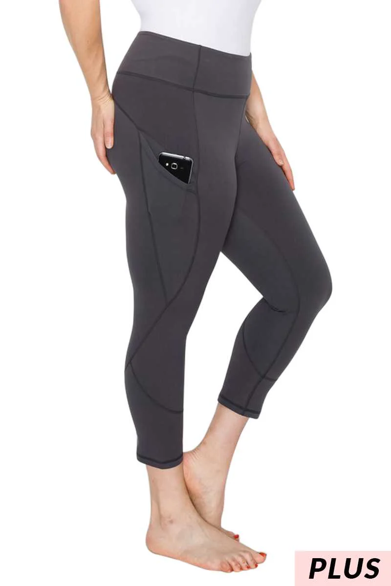 LEG-16 {Crunch Time} Charcoal Yoga Capri Pants PLUS SIZE 1X 2X 3X - Image 2