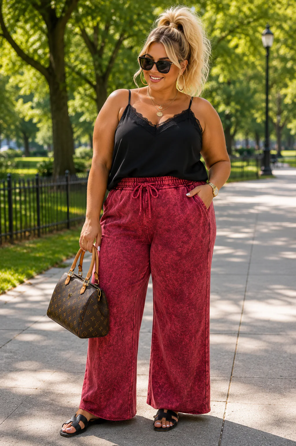 LEG-8 {Leave You Lounging} Rose Mineral Wash Lounge Pants PLUS SIZE 1X 2X 3X