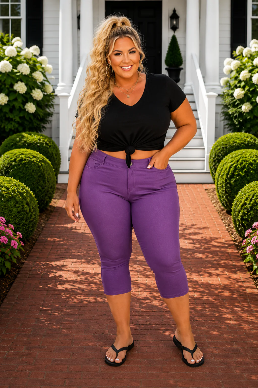 LEG-16 {Purple Revolution} Purple Capri Jeggings PLUS SIZE 1X 2X 3X