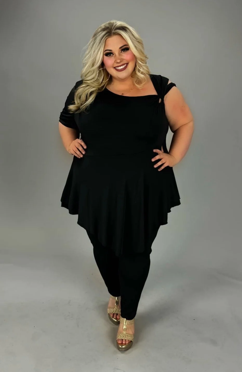 SET {A Little Flirtation} Black Open Shoulder Pant Set CW PLUS SIZE 1X 2X 3X - Image 3