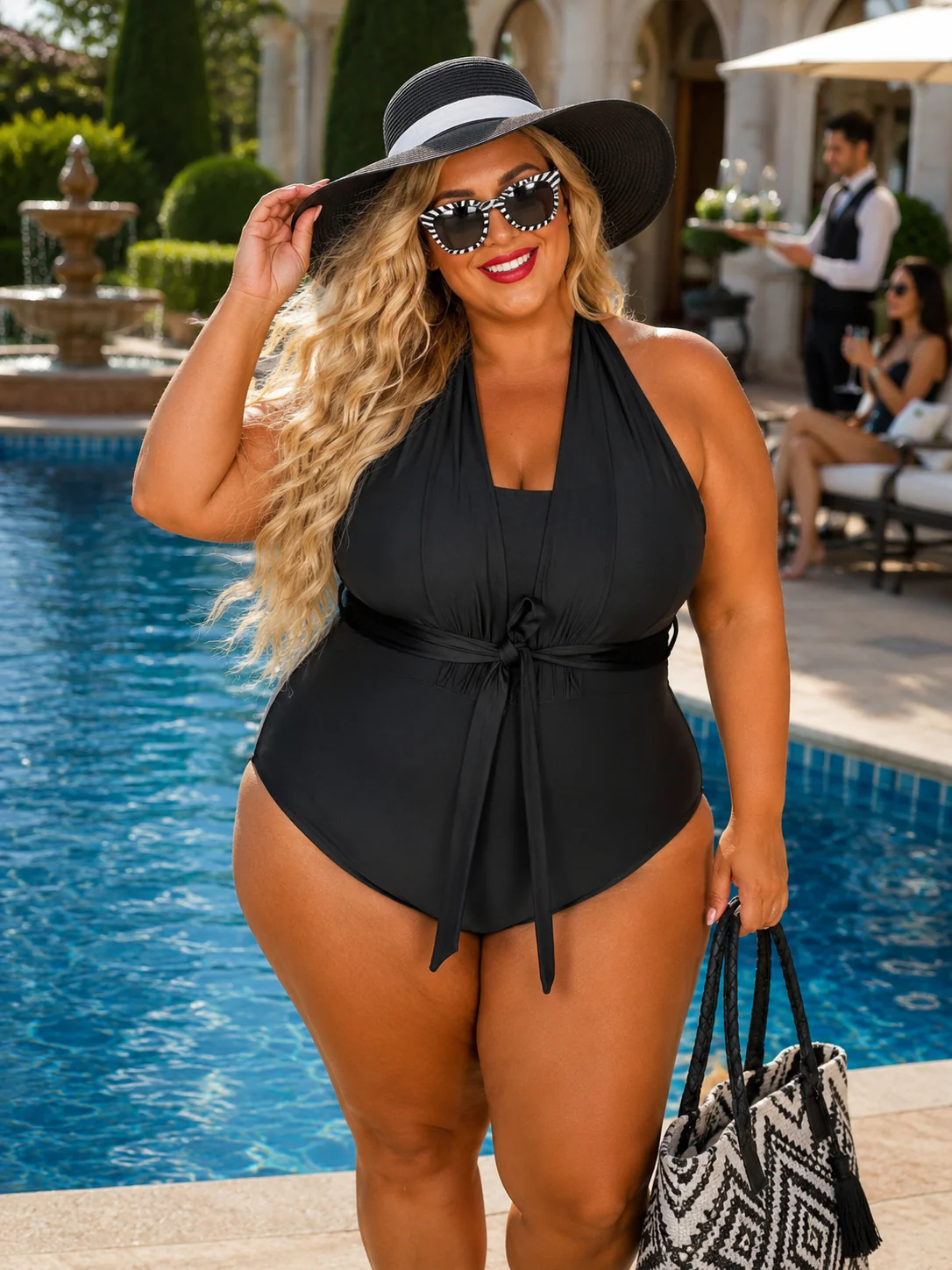 SWIM-N {Living For The Sun} Black One Piece Swimsuit PLUS SIZE 3X
