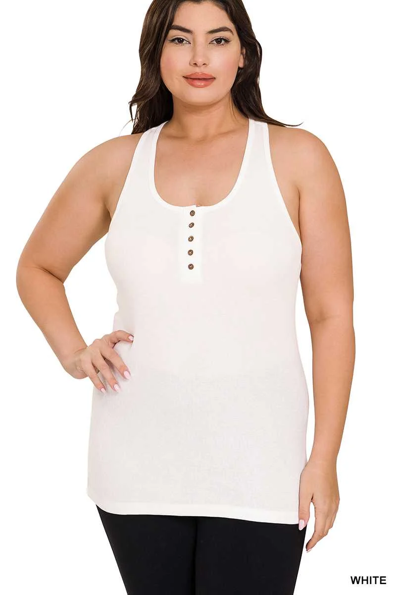 TANK top {Savvy Chic} White Ribbed Racerback Tank PLUS SIZE 1X 2X 3X
